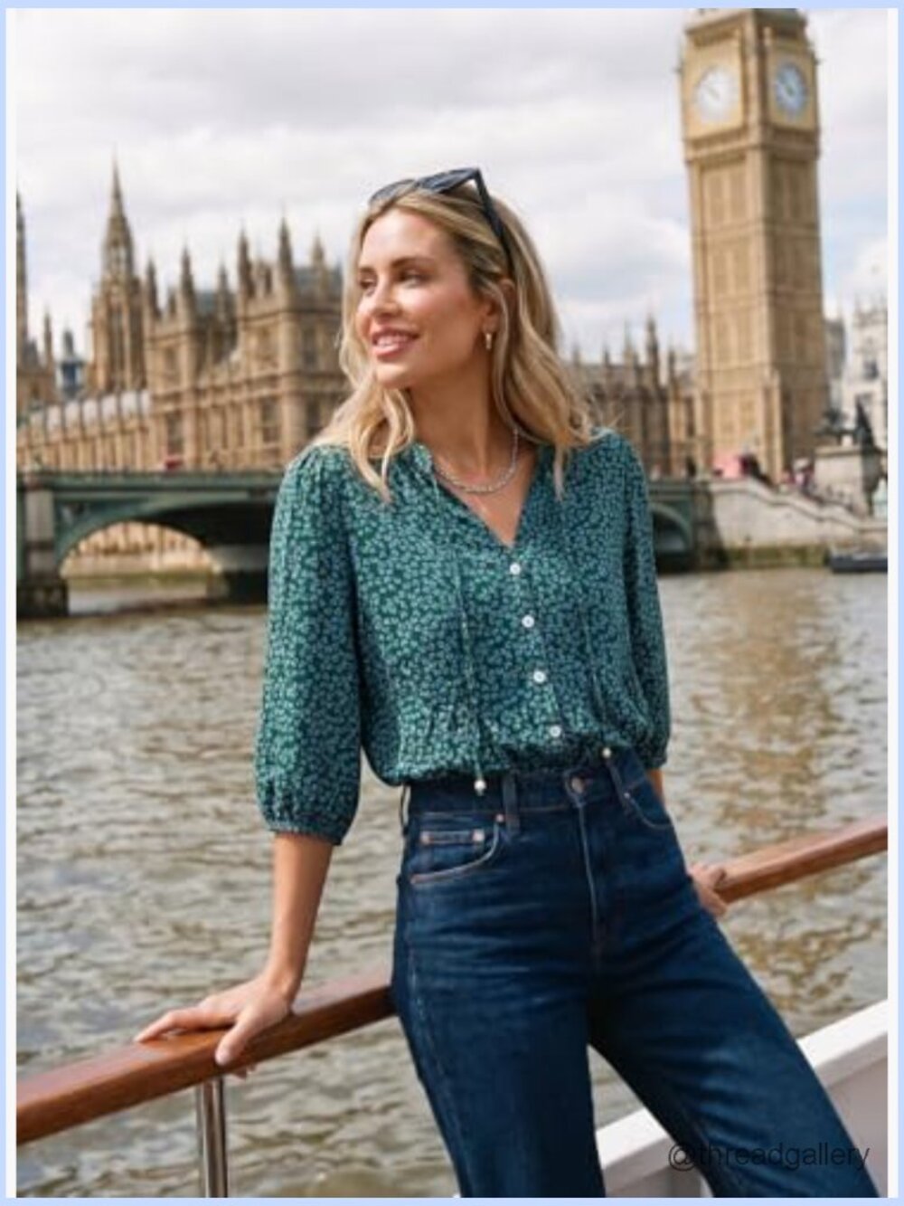 Boho Floral Button Down Peplum Babydoll Blouse Top - Picture 5 of 7